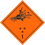 Наклейка опасный груз - "Класс 1.1, 1.2, 1.3. Знак взрывчатые вещества" - фото 1